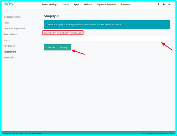 Connettere BPay a Shopify per ricevere pagamenti bitcoin